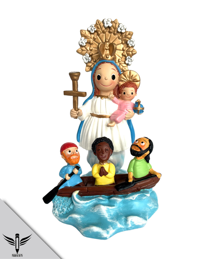 Imagen Católica de la Virgen de la Caridad del Cobre  Diseño para niños - Resin Catholic Statue Our Lady of Charity 5.5" Baby Face Design