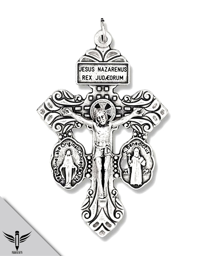 Cruz del Perdon o Crucifijo de indulgencia con medallas incluidas de San Benito y la Milagrosa