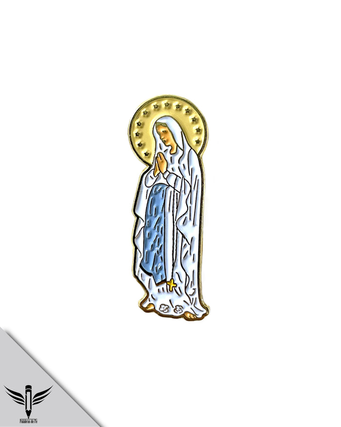 Our Lady of Lourdes Pinback button - Pin de Nuestra Señora de Lourdes