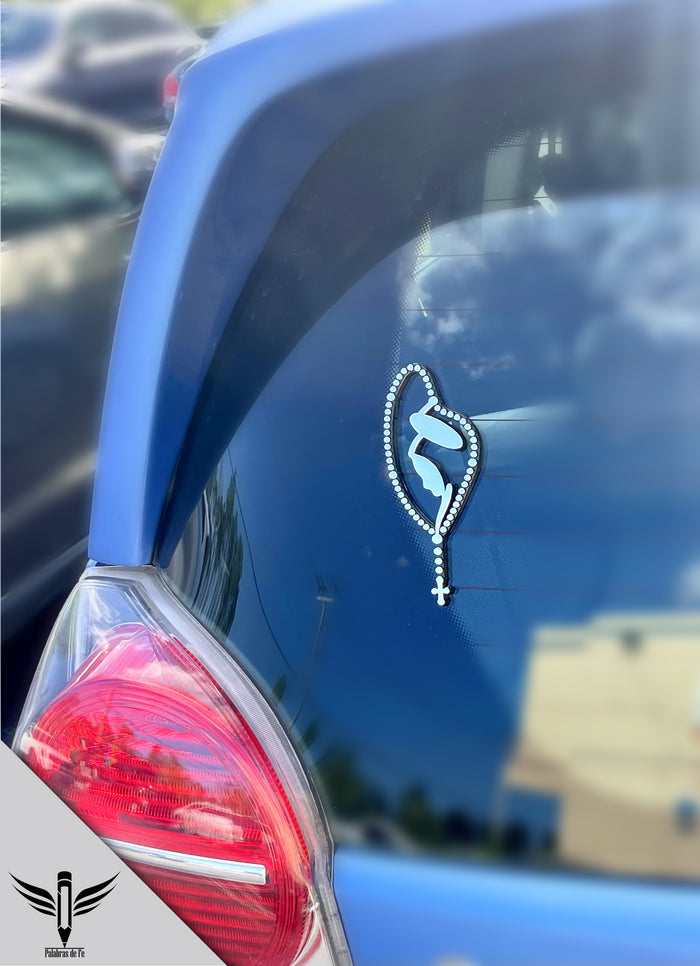 Virgin Mary Catholic Rosary Decal for cars | Waterproof Sticker 5"
